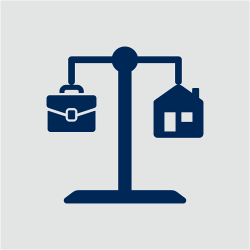 Icon Waage mit Haus und Arbeitstasche