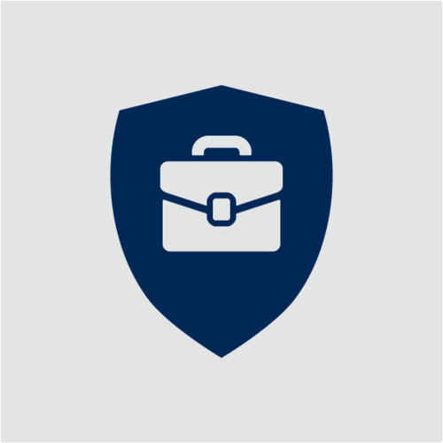 Icon Arbeitstasche vor Schutzschild